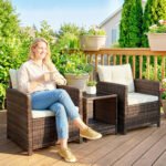 3 dalių ratano bistro komplektas su dviejų lygių stiklo stalu ir nuimamomis pagalvėlėmis – Paveikslėlis 2