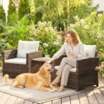 3 dalių ratano bistro komplektas su dviejų lygių stiklo stalu ir nuimamomis pagalvėlėmis – Paveikslėlis 8