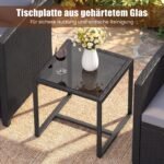 3 dalių ratano sodo baldų komplektas su 2 kėdėmis ir stiklo staliuku (Pilka) – Paveikslėlis 4