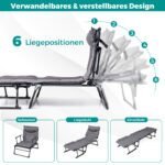 3-in-1 sulankstomas sodo gultas su reguliuojamu atlošu ir galvos atrama (Pilka + Juoda) – Paveikslėlis 3