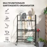3 pakopų mobilus sodo įrankių organizatorius