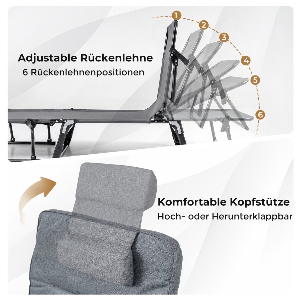 3 viename sodo gultas su reguliuojama atlošo padėtimi ir galvos atrama (Pilka) – Paveikslėlis 4