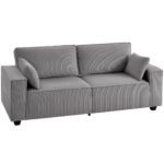 3-vietė kordo sofa su kišeninių spyruoklių užpildu ir plačiais porankiais