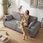 3-vietė kordo sofa su kišeninių spyruoklių užpildu ir plačiais porankiais – Paveikslėlis 9