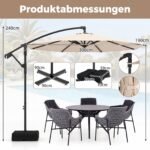Konsolinis sodo skėtis su rankena ir 360° pasukimu 300 cm (Smėlio) – Paveikslėlis 2
