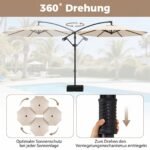 Konsolinis sodo skėtis su rankena ir 360° pasukimu 300 cm (Smėlio) – Paveikslėlis 4