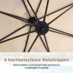 Konsolinis sodo skėtis su rankena ir 360° pasukimu 300 cm (Smėlio) – Paveikslėlis 5