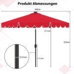 300 cm lauko skėtis su LED apšvietimu ir rankeniniu mechanizmu (Vyno spalva) – Paveikslėlis 2