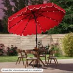 300 cm lauko skėtis su LED apšvietimu ir rankeniniu mechanizmu (Vyno spalva) – Paveikslėlis 3