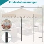 300 cm Skersmens Sodo Skėtis su Rankeniniu Mechanizmu ir Pasvirimo Funkcija (Smėlio spalvos)