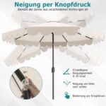 Sodo skėtis su rankiniu mechanizmu ir pasvirimo funkcija 300 cm skersmens (Smėlio spalvos)