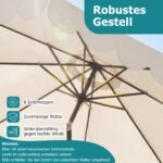 Sodo skėtis su rankiniu mechanizmu ir pasvirimo funkcija 300 cm skersmens (Smėlio spalvos)