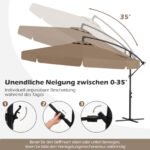 Konsolinis sodo skėtis su rankena ir apsaugine danga 300 cm (Ruda) – Paveikslėlis 3