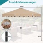 300 cm skersmens sodo skėtis su rankenėle ir reguliuojamu pasvirimu (Ruda)