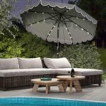 307 cm skersmens sodo skėtis su LED apšvietimu ir rankena (Pilka) – Paveikslėlis 3