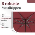 Sodo skėtis su rankiniu mechanizmu 360 cm skersmens (Raudona) – Paveikslėlis 2