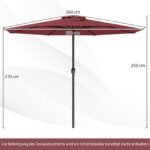 360 cm skersmens sodo skėtis su rankeniniu mechanizmu (Raudona)