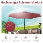 Sodo skėtis su rankiniu mechanizmu 360 cm skersmens (Raudona) – Paveikslėlis 3