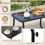 4 dalių lauko baldų rinkinys su grūdinto stiklo staliuku (Ruda) – Paveikslėlis 2