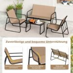 4 dalių lauko baldų rinkinys su grūdinto stiklo staliuku (Ruda) – Paveikslėlis 3