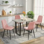 4 dalių valgomojo kėdžių komplektas su aksominiais apmušalais – Paveikslėlis 6