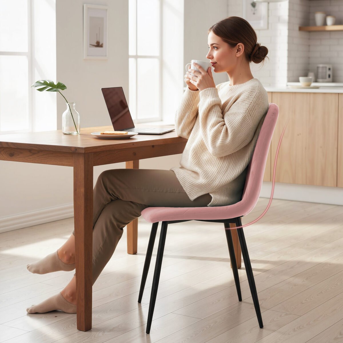 4 dalių valgomojo kėdžių komplektas su aksominiais apmušalais – Paveikslėlis 8