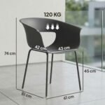 Ergonomiškos lauko kėdės su porankiais ir ventiliuojamu atlošu 4 vnt