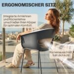 Ergonomiškos lauko kėdės su porankiais ir ventiliuojamu atlošu 4 vnt