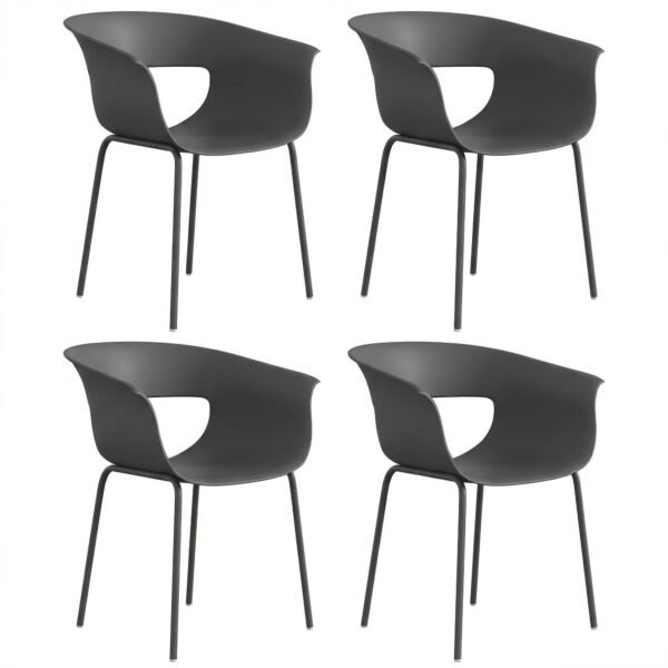 4 ergonomiškos lauko kėdės su porankiais ir ventiliuojamu atlošu