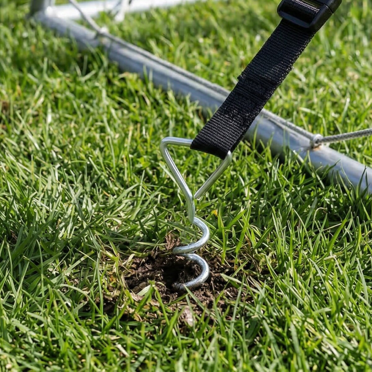 4 vnt. 32 cm spiraliniai žemės inkarai su reguliuojamais diržais – Paveikslėlis 9