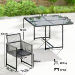 5 dalių lauko valgomojo komplektas su stikliniu stalu ir sulankstomomis virvinėmis pintomis kėdėmis – Paveikslėlis 3