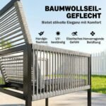 5 dalių lauko valgomojo komplektas su stikliniu stalu ir sulankstomomis virvinėmis pintomis kėdėmis – Paveikslėlis 5