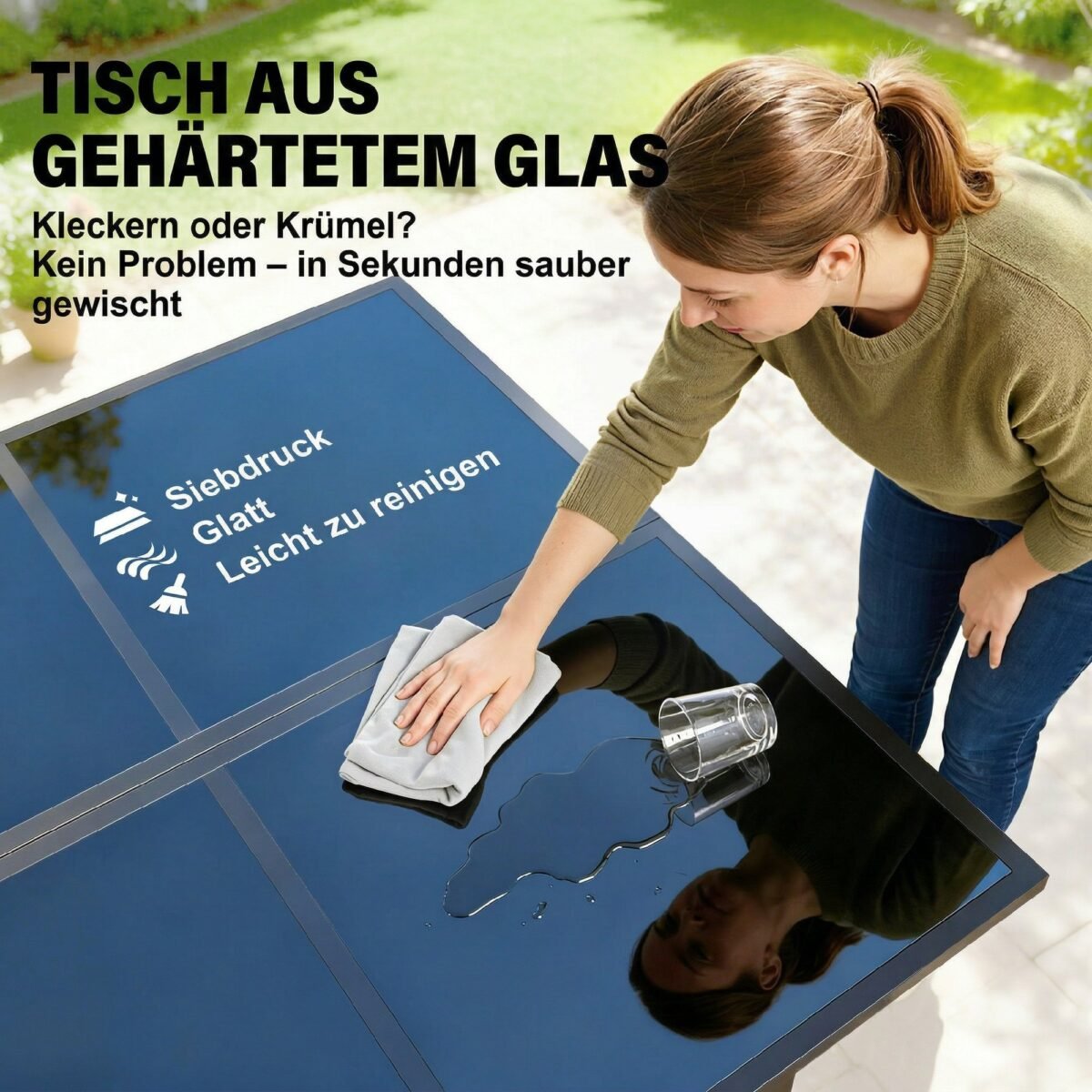 5 dalių lauko valgomojo komplektas su stikliniu stalu ir sulankstomomis virvinėmis pintomis kėdėmis – Paveikslėlis 7