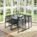 5 dalių lauko valgomojo komplektas su stikliniu stalu ir sulankstomomis virvinėmis pintomis kėdėmis – Paveikslėlis 9