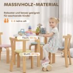 5 dalių vaikų stalo ir kėdžių komplektas iš lengvo medžio masyvo