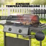 5 kW dujinis grilio vežimėlis su 2 degikliais ir šoniniu staliuku – Paveikslėlis 6