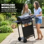 5 kW dujinis grilio vežimėlis su 2 degikliais ir šoniniu staliuku – Paveikslėlis 8