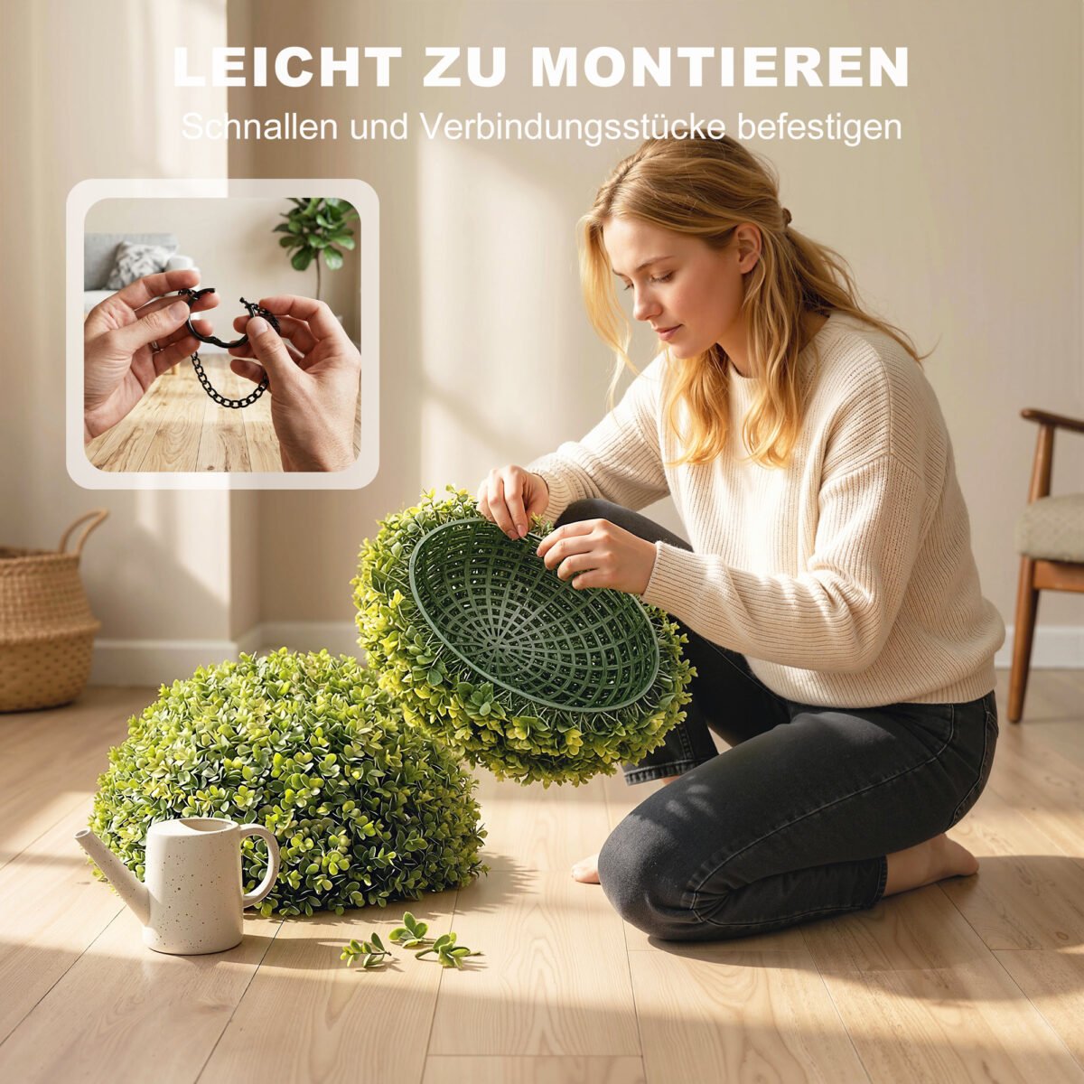 52 cm skersmens dirbtinių eukalipto rutulių UV spinduliams atsparus rinkinys – Paveikslėlis 7