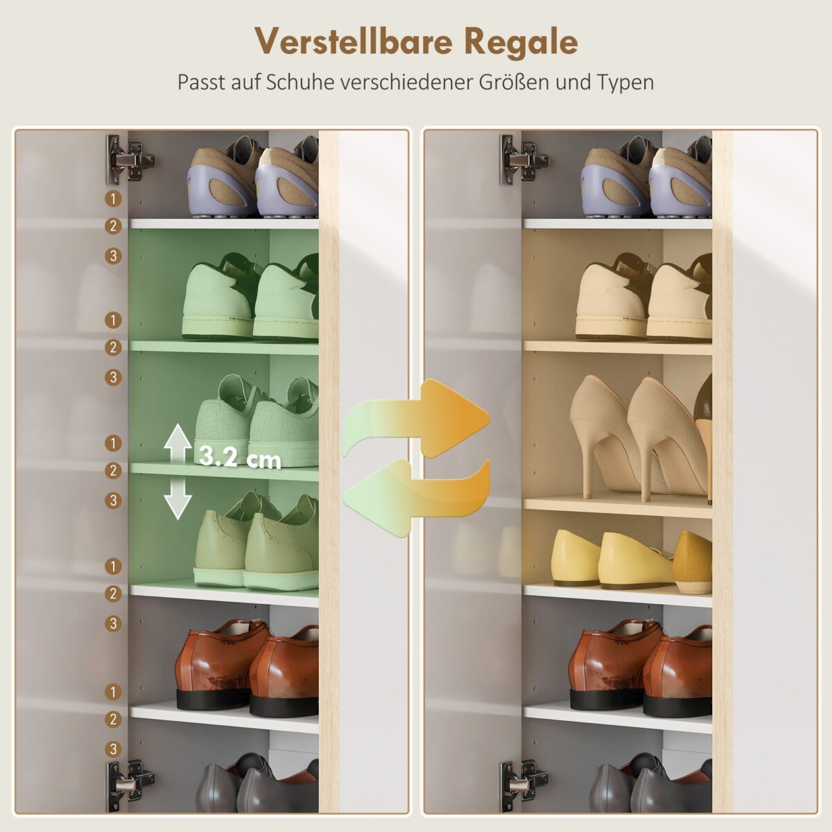 6 lygių batų spintelė su švelniu uždarymu ir be rankenų – Paveikslėlis 5