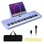 61 klavišų skaitmeninis pianinas pradedantiesiems su priedų komplektu (Violetinė)