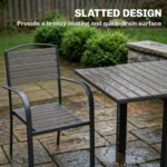 7 dalių išplečiamas lauko valgomojo komplektas su 6 kėdėmis ir medienos imitacijos lamelėmis – Paveikslėlis 8