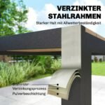 7 dalių lauko valgomojo komplektas su cinkuoto plieno rėmu ir medžio imitacijos stalviršiu – Paveikslėlis 6
