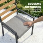 7 dalių lauko valgomojo komplektas su cinkuoto plieno rėmu ir medžio imitacijos stalviršiu – Paveikslėlis 7
