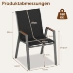 Sukraunamų sodo kėdžių komplektas su kvėpuojančiu Teslin audiniu 8 vnt (Juoda) – Paveikslėlis 2