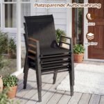 Sukraunamų sodo kėdžių komplektas su kvėpuojančiu Teslin audiniu 8 vnt (Juoda) – Paveikslėlis 5