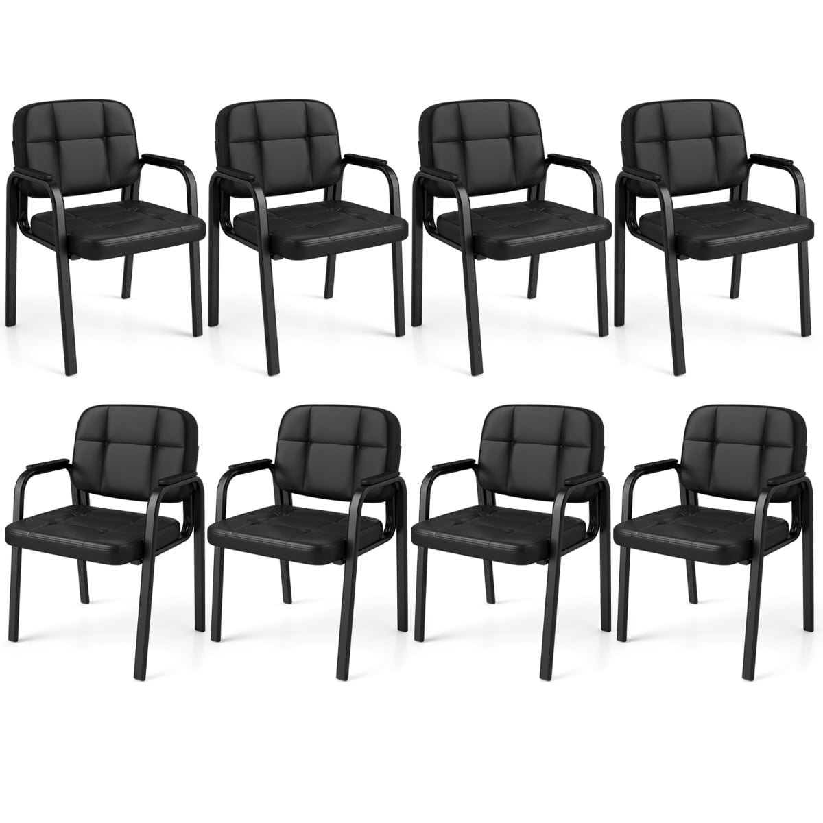 8 konferencinių kėdžių komplektas su paminkštintais porankiais (Juoda) 8 konferencinių kėdžių komplektas su paminkštintais porankiais (Juoda)