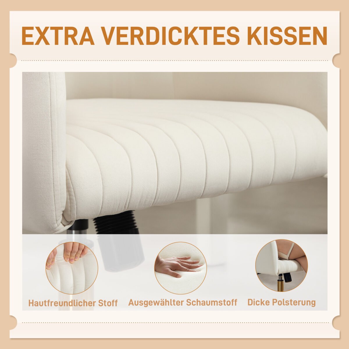 Aksominė biuro kėdė su reguliuojamu aukščiu ir supimo funkcija – Paveikslėlis 4