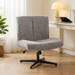 Aksomu aptraukta besisukanti lounge kėdė su aukščio reguliavimu – Paveikslėlis 9