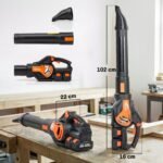 Akumuliatorinis 20V lapų pūstuvas-siurblys su 2x 4.0Ah akumuliatoriais, įkrovikliu ir Turbo-Boost funkcija – Paveikslėlis 3
