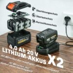Akumuliatorinis 20V lapų pūstuvas-siurblys su 2x 4.0Ah akumuliatoriais, įkrovikliu ir Turbo-Boost funkcija – Paveikslėlis 5